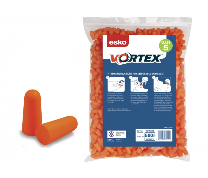Esko Vortex Bullet Disposable Earplugs for Dispenser-500pr Bag